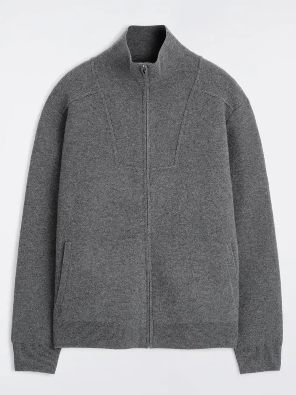 COS Relaxed Fit Gray MERINO WOOL ZIP-UP TRACK JACKET Men’s Size Large NEW